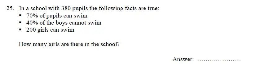 Question 34 - Oundle School – 9 Plus Maths Practice Paper 2012