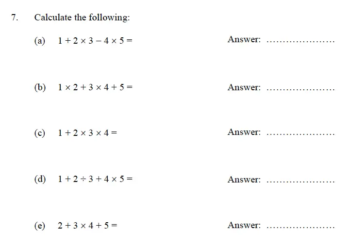 Question 7 - Oundle School – 9 Plus Maths Practice Paper 2012