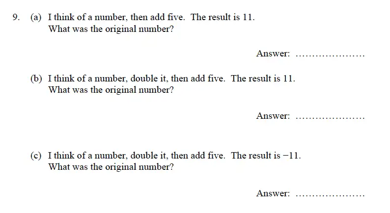 Question 9 - Oundle School – 9 Plus Maths Practice Paper 2012