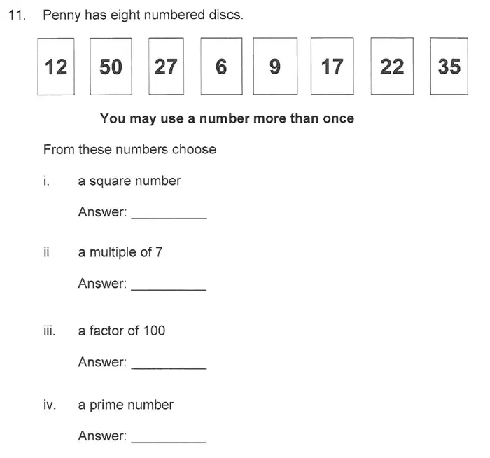 Question 18 - Solihull School – 10 Plus Maths Sample Paper 1