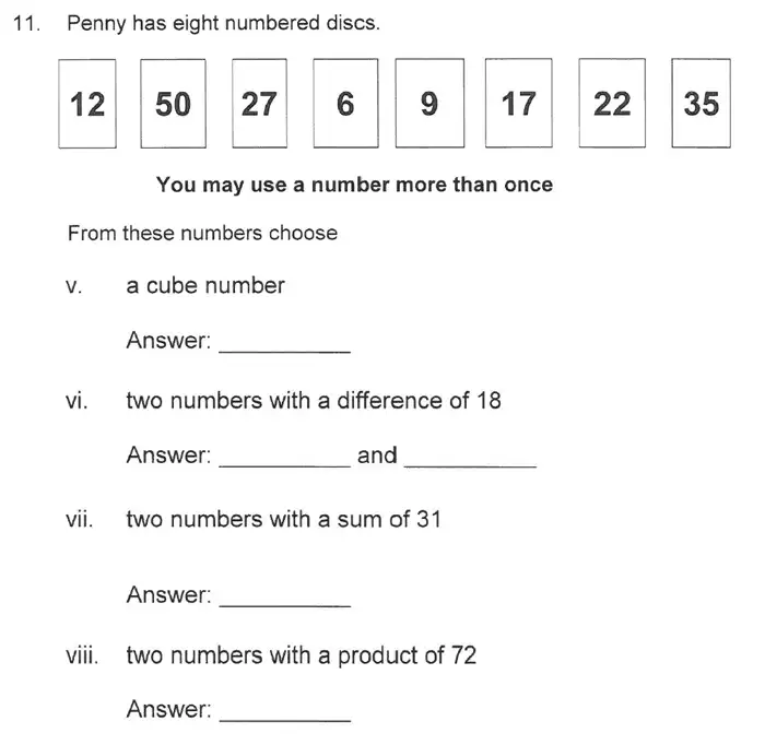 Question 19 - Solihull School – 10 Plus Maths Sample Paper 1