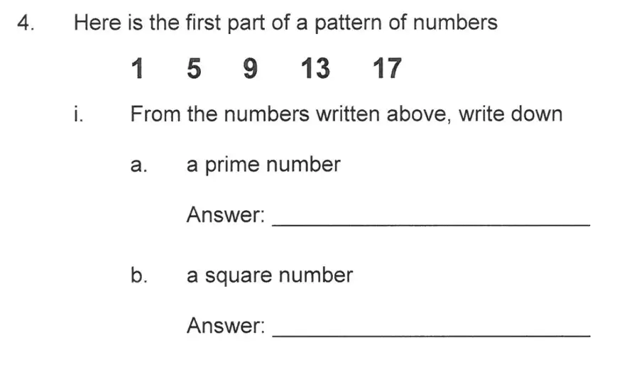 Question 4 - Solihull School – 10 Plus Maths Sample Paper 1