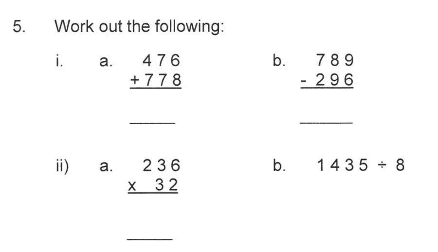 Question 7 - Solihull School – 10 Plus Maths Sample Paper 1