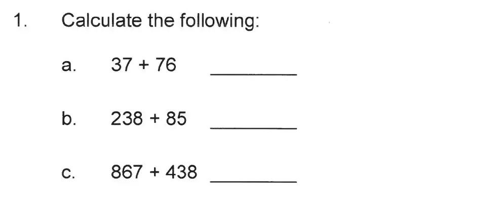 Question 1 - Solihull School – 10 Plus Maths Sample Paper 2