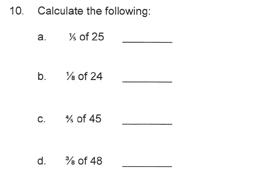 Question 10 - Solihull School – 10 Plus Maths Sample Paper 2