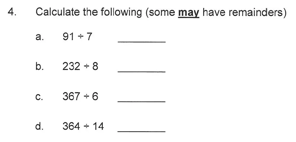 Question 4 - Solihull School – 10 Plus Maths Sample Paper 2
