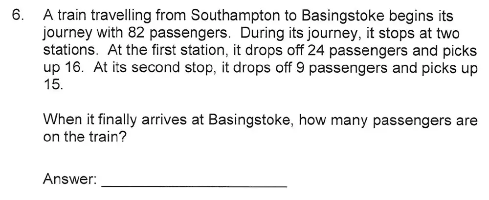 Question 6 - Solihull School – 10 Plus Maths Sample Paper 2