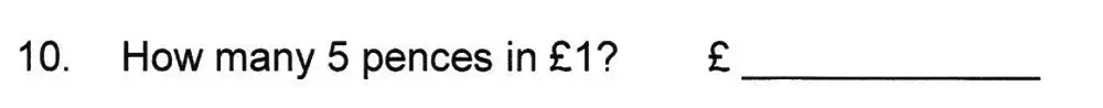 Question 10 - Solihull School – 8 Plus Maths Practice Paper 1