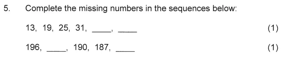 Question 6 - Solihull School – 8 Plus Maths Practice Paper 2