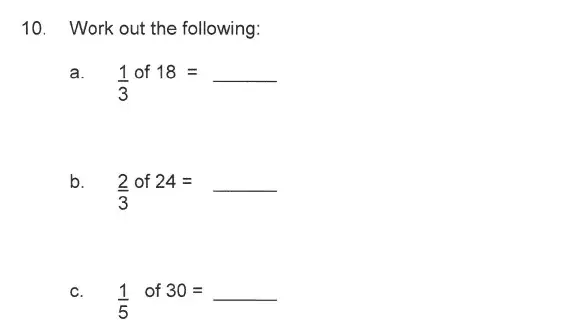 Question 10 - Solihull School – 9 Plus Maths Sample Paper 1