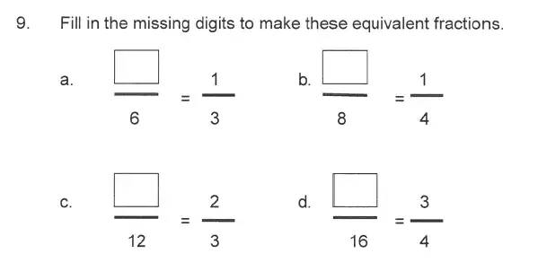 Question 9 - Solihull School – 9 Plus Maths Sample Paper 1