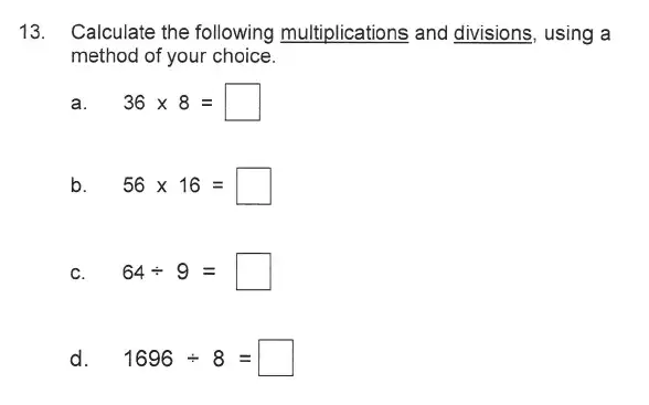 Question 13 - Solihull School – 9 Plus Maths Sample Paper 2