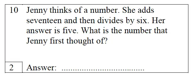 Question 10 - Trinity School – 10 Plus Maths Practice Paper