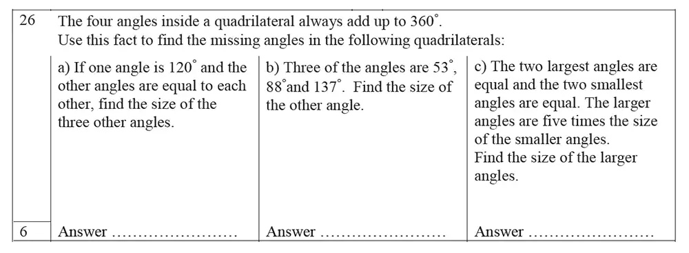 Question 26 - Trinity School – 10 Plus Maths Practice Paper