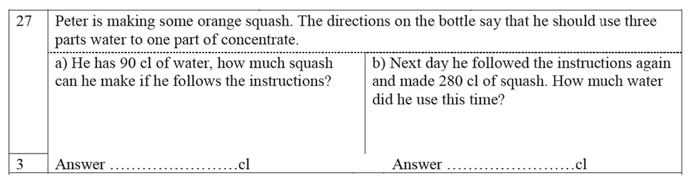 Question 27 - Trinity School – 10 Plus Maths Practice Paper