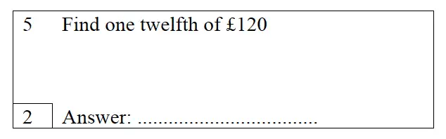 Question 5 - Trinity School – 10 Plus Maths Practice Paper