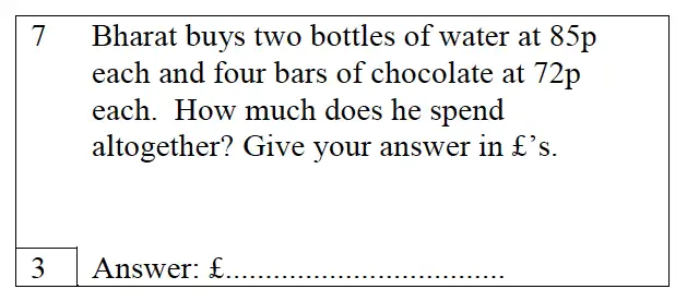 Question 7 - Trinity School – 10 Plus Maths Practice Paper