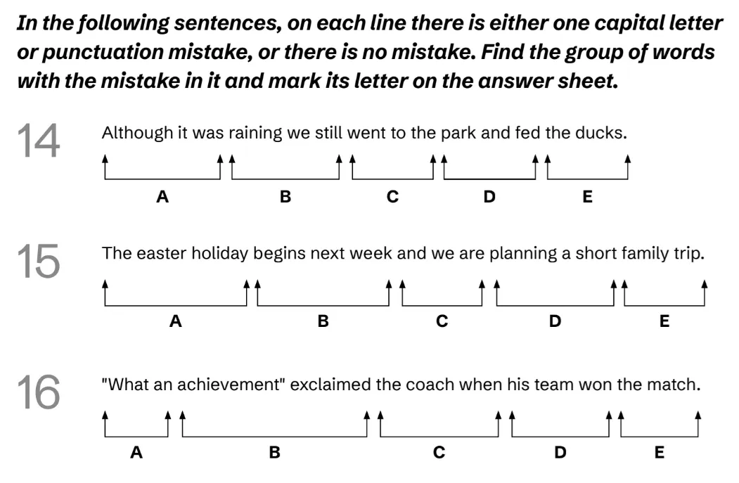 Question English(14, 15 & 16) - BUCKS 11 Plus Exam Practice Papers 2026 - Pack 1 - Paper 1 - English & VR