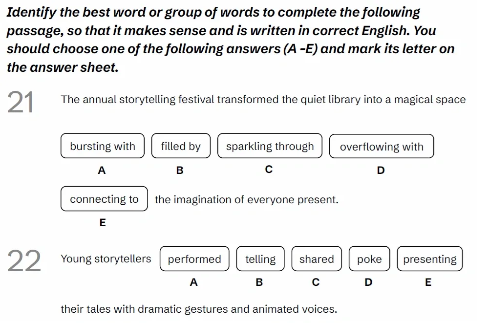 Question English(21 & 22) - BUCKS 11 Plus Exam Practice Papers 2026 - Pack 1 - Paper 1 - English & VR