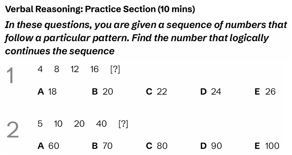 Question VRPractice(01 & 02) - Kent 11 Plus Exam Practice Papers 2026 - Pack 1 - Paper 1 - VR, NVR, SR