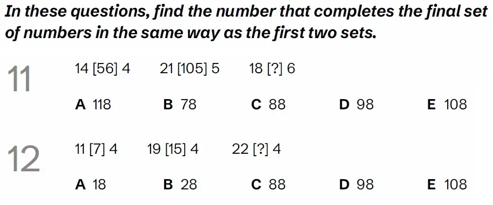 Question VRPractice(11 & 12) - Kent 11 Plus Exam Practice Papers 2026 - Pack 1 - Paper 1 - VR, NVR, SR