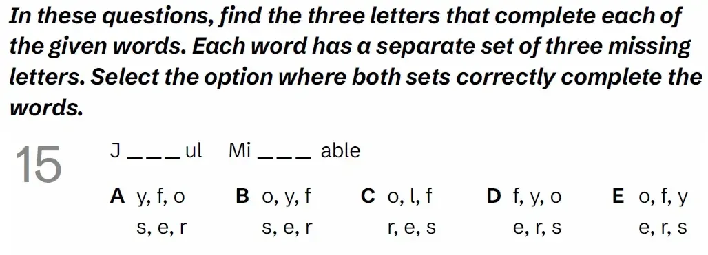 Question VRPractice(15) - Kent 11 Plus Exam Practice Papers 2026 - Pack 1 - Paper 1 - VR, NVR, SR