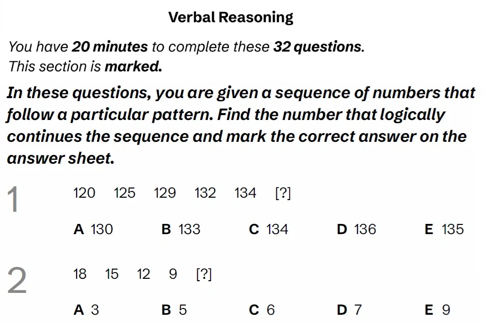 Question VR(01 & 02) - Kent 11 Plus Exam Practice Papers 2026 - Pack 1 - Paper 1 - VR, NVR, SR