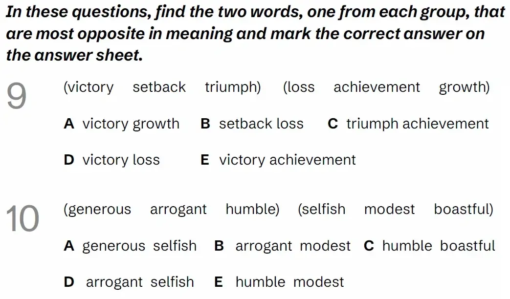Question VR(09 & 10) - Kent 11 Plus Exam Practice Papers 2026 - Pack 1 - Paper 1 - VR, NVR, SR