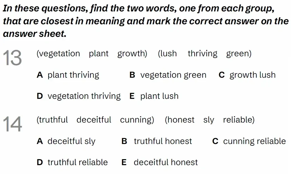 Question VR(13 & 14) - Kent 11 Plus Exam Practice Papers 2026 - Pack 1 - Paper 1 - VR, NVR, SR
