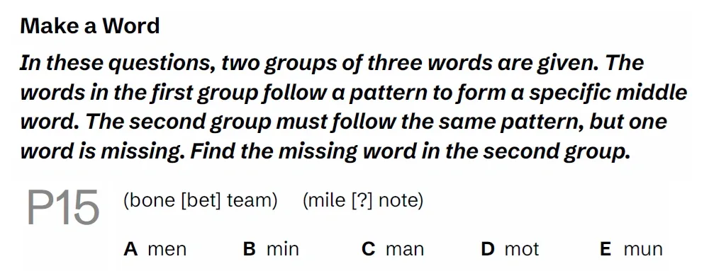 Question P15 - Lincolnshire 11 Plus Exam Practice Papers 2026 - Pack 2 - Paper 1 - VR
