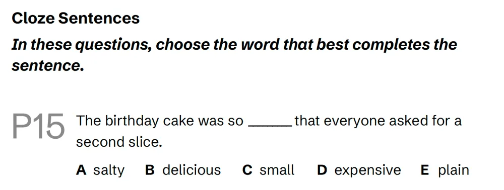 Question P15 - Lincolnshire 11 Plus Exam Practice Papers 2026 - Pack 3 - Paper 1 - VR