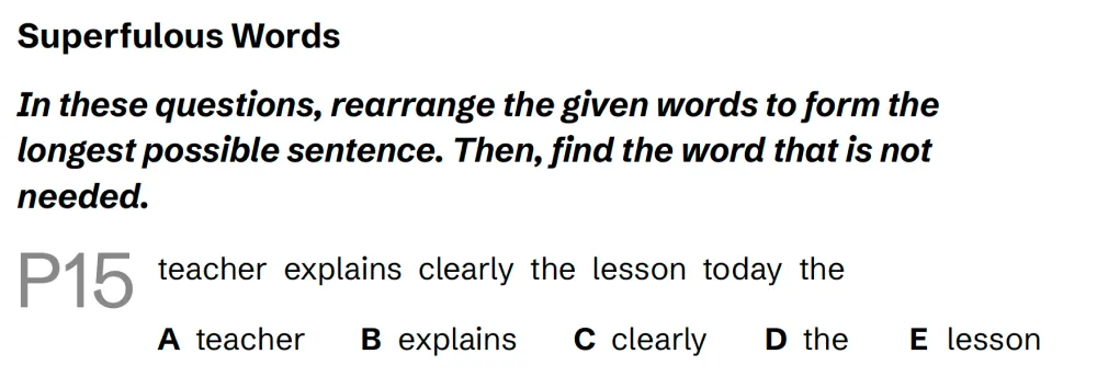 Question P15 - Lincolnshire 11 Plus Exam Practice Papers 2026 - Pack 4 - Paper 1 - VR