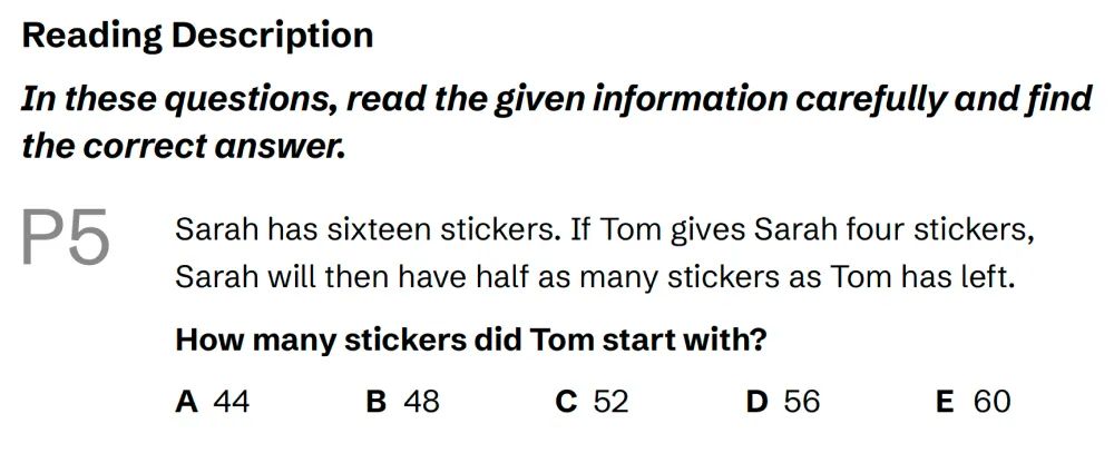 Question P05 - Lincolnshire 11 Plus Exam Practice Papers 2026 - Pack 4 - Paper 1 - VR