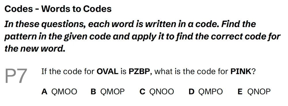 Question P07 - Lincolnshire 11 Plus Exam Practice Papers 2026 - Pack 4 - Paper 1 - VR