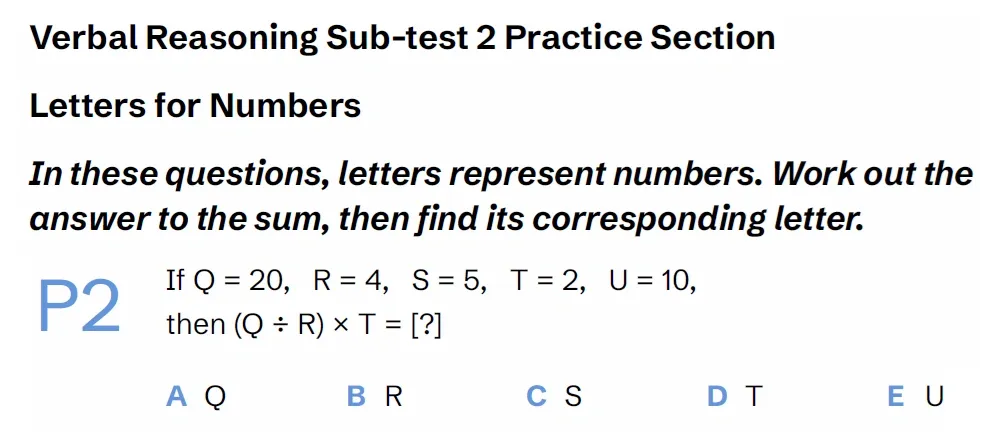 Question VRS2(PQ02) - West Midlands 11 Plus Exam Practice Papers 2026 - Paper 1 - Session 1 - VR, NVR, SR, Maths & English