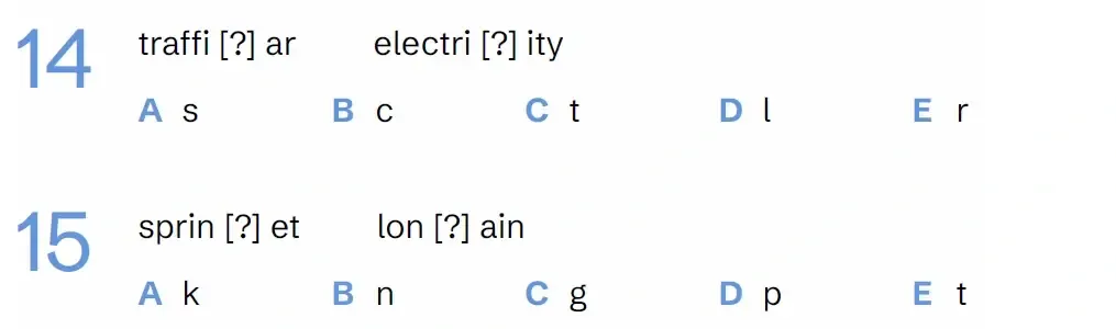 Question VRS3(14 & 15) - West Midlands 11 Plus Exam Practice Papers 2026 - Paper 1 - Session 1 - VR, NVR, SR, Maths & English