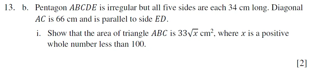 Question 13(b.1) - Eton College King’s - 13 Plus Maths Scholarship A 2022