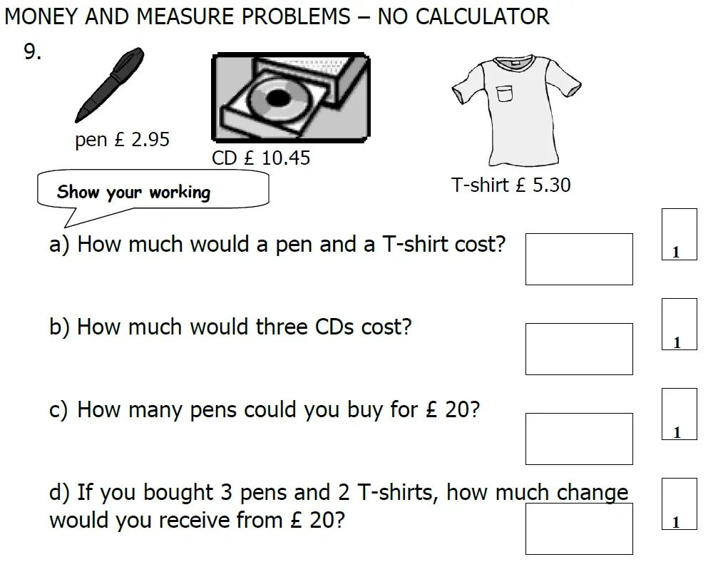 Question 09 - St Mary's School – Yr 6 Maths Sample Test Paper - 2026