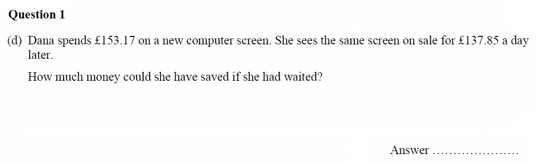 Question 01(d) - Oundle School - 11 Plus Maths Junior Entrance Exam - 2023