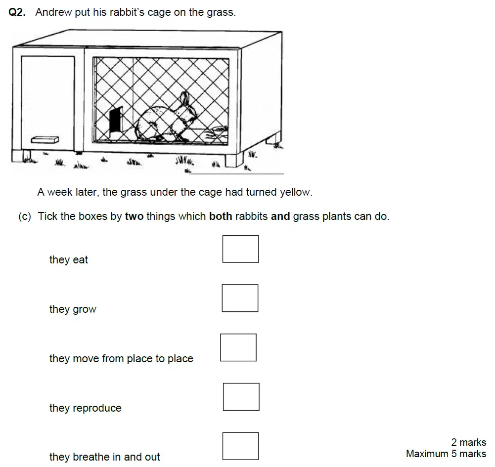 Question 7 - Aldenham School - 13 Plus Biology Exam Paper 2018