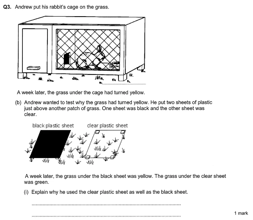 Question 9 - Aldenham School - 13 Plus Biology Sample Paper 2015