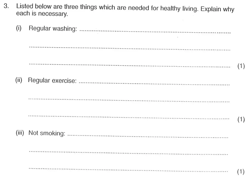 Question 5 - Exeter School - 13 Plus Biology Entrance Exam Paper