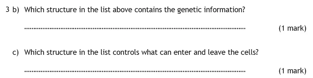 Question 5 - Habs School - 13 Plus Biology Entrance Exam Paper 2016