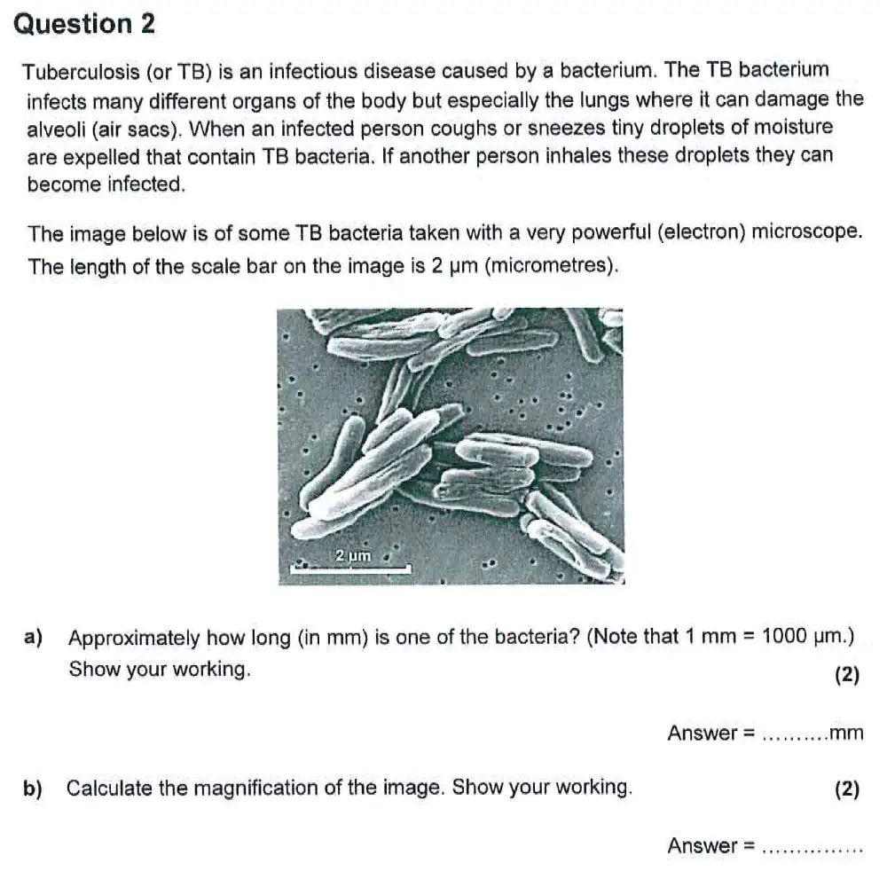 Question 7 - Harrow School - 13 Plus Biology Scholarship Sample Paper 2 - 2015