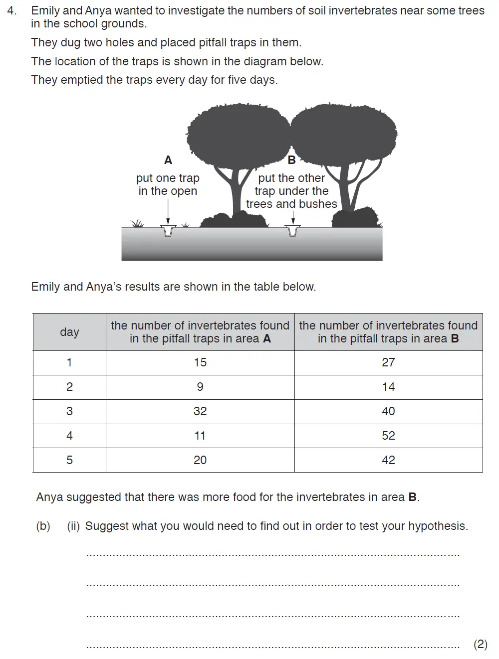 Question 12 - ISEB Level 2 - 13 Plus Biology Exam Paper 2017