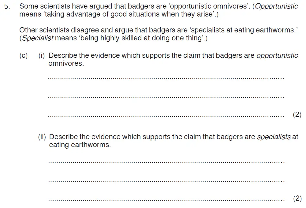Question 16 - ISEB Level 2 - 13 Plus Biology Exam Paper 2017