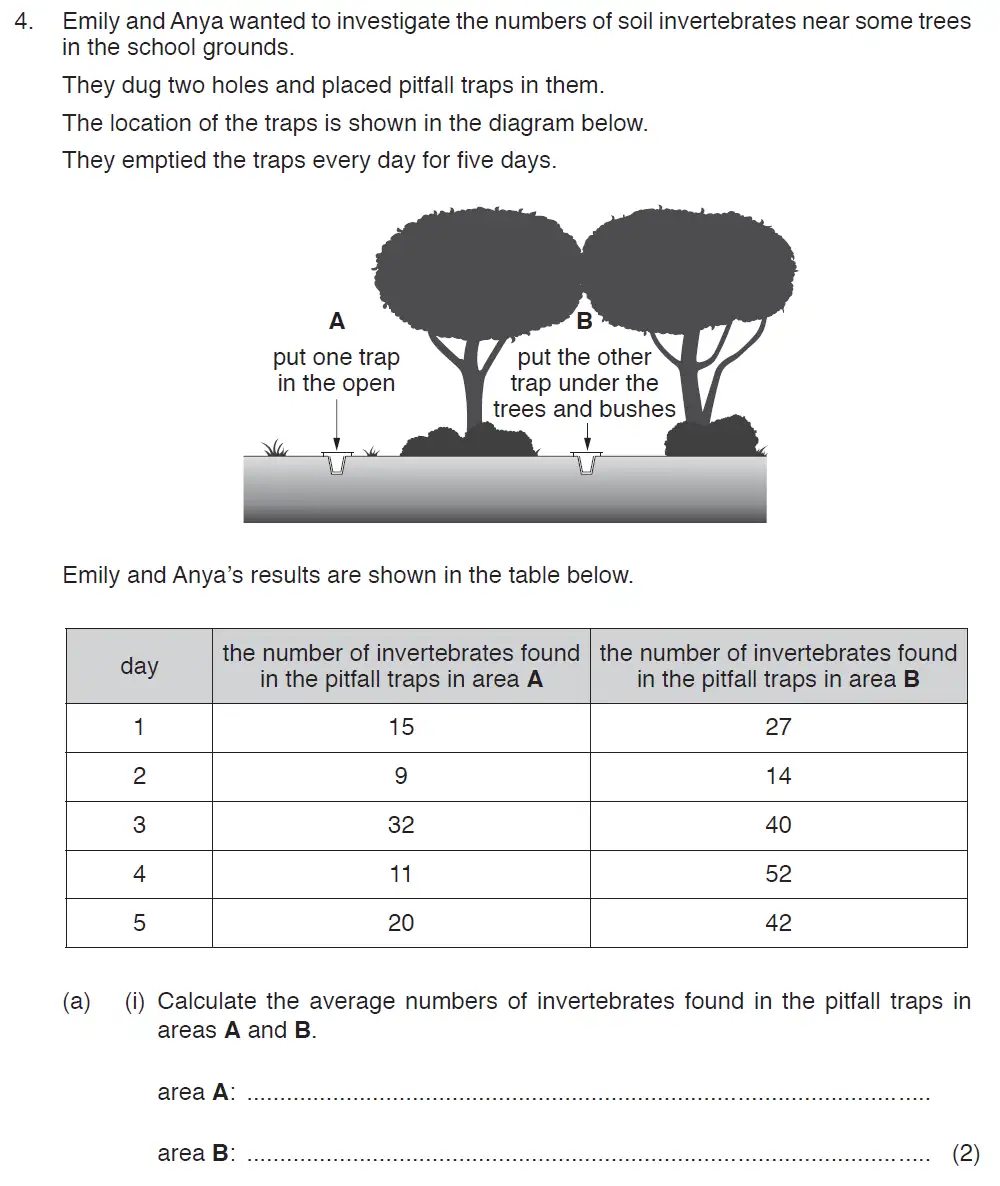 Question 9 - ISEB Level 2 - 13 Plus Biology Exam Paper 2017