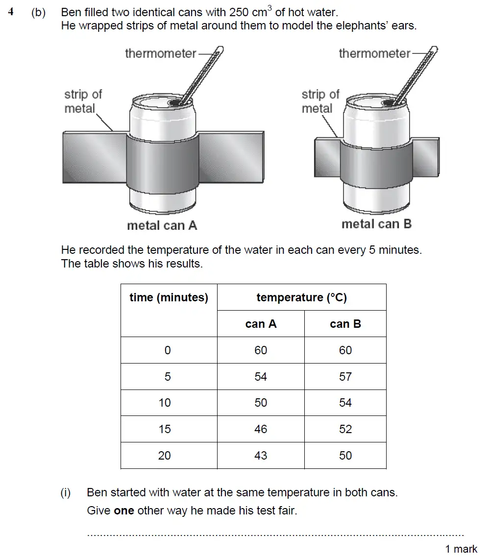 Question 10 - Kings College School - 13 Plus Biology Sample Paper