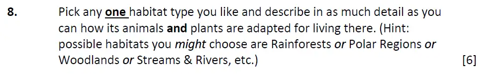 Question 9 - Radley School - 13 Plus Biology Scholarship Sample Paper 2017