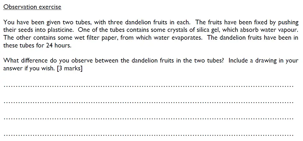 Question 7 - Shrewsbury School - 13 Plus Biology Scholarship Exam Paper 2015